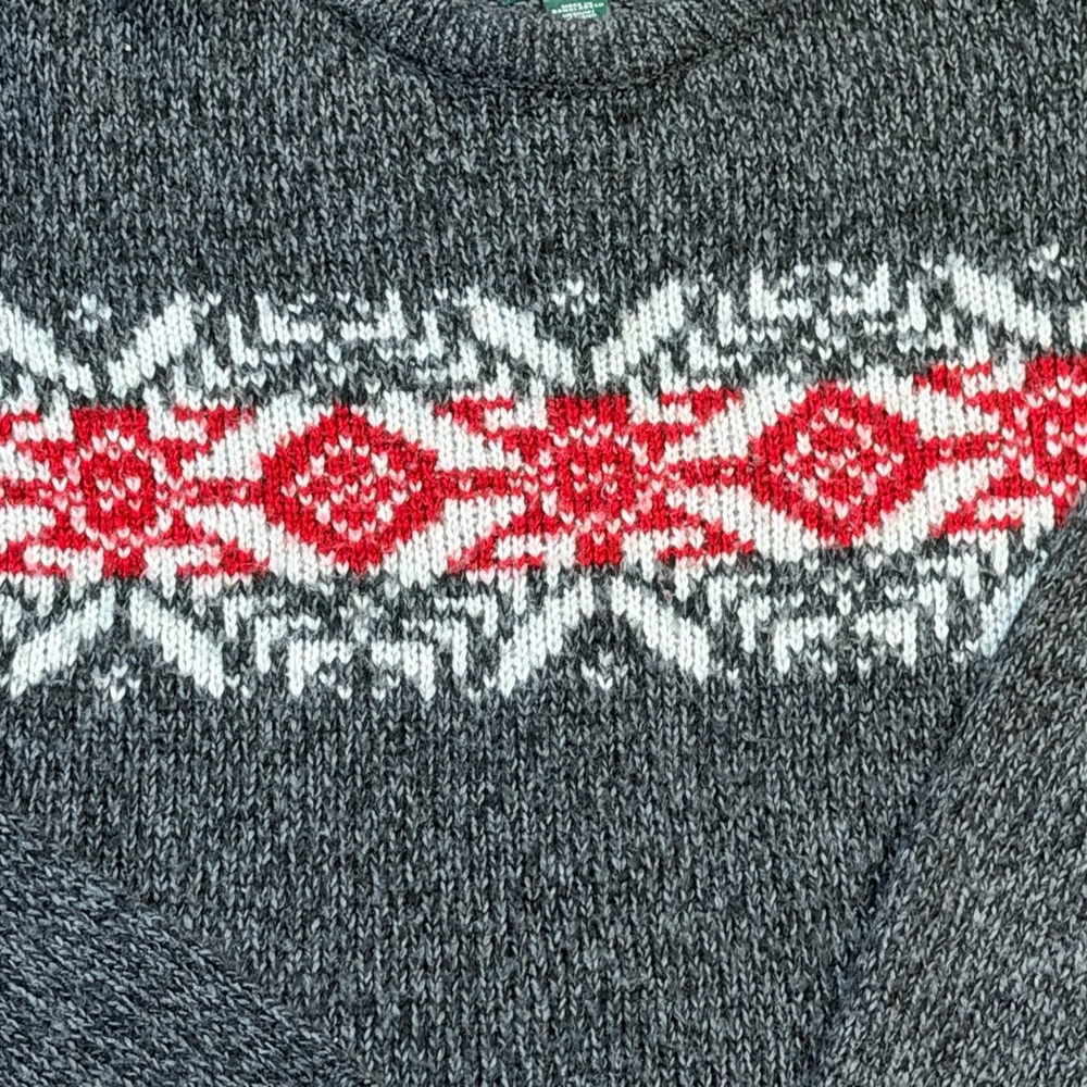 Vintage David Taylor Sweater 90's Gray White Red Acrylic Size Medium - Picture 3 of 5